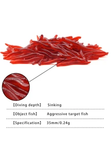50pcs Fishing Soft Bait, Red Worm Lures With Fishy Smell, Suitable For Sea Fishing And Freshwater Fishing, Outdoor Sports Fishing Equipment