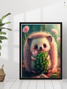 卡通刺蝟和多肉植物DIY鑽石畫成套工具 - 黑色 - 查看 4