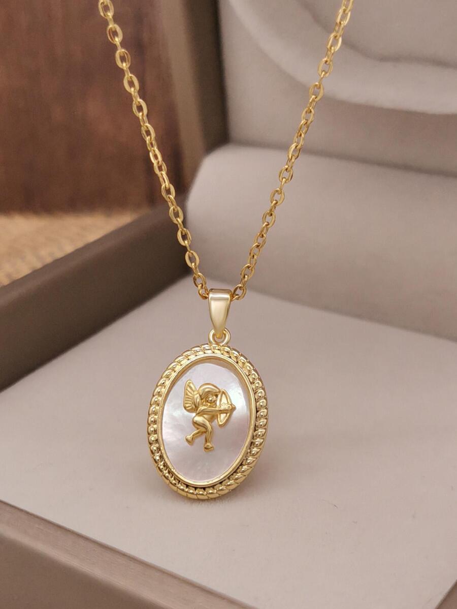 Colar Pingente de Cupido, Presente de Joias para Mulheres e Meninas