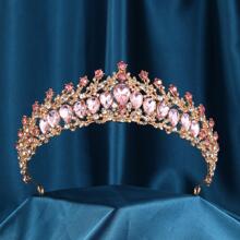 1pc Women'S Crown Designed Headband With Rhinestones For Weddings, Parties, Festivals, Daily Wearing, Etc. - Pink - View 1