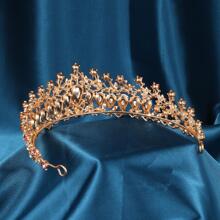 1pc Women'S Crown Designed Headband With Rhinestones For Weddings, Parties, Festivals, Daily Wearing, Etc. - Pink - View 3