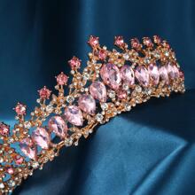 1pc Women'S Crown Designed Headband With Rhinestones For Weddings, Parties, Festivals, Daily Wearing, Etc. - Pink - View 2