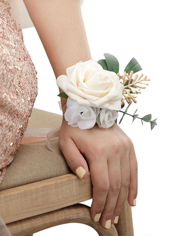 1 cái hoa trang trí cổ tay Corsage - Nhiều màu - Xem 3