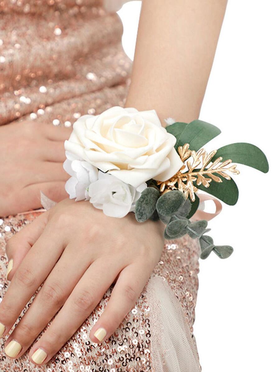 1 Pieza Flor De Muñeca De Simulación Para Fiesta De Boda - Multicolor - Ver 1