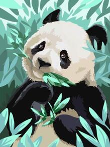 panda con patrón de bambú Pintura diamante DIY Kit - Albaricoque - Ver 1