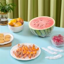 100PCS Disposable Food Cover Plastic Wrap PE Fresh-Keeping Film Bag Thickened Disposable Bowl Cover - Clear - View 3