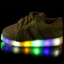 BEAKID Tenis Infantil Menina Luz Led Que Brilha Que Acende Promoção - Bege - Visão 2