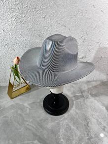 1pc Unisex Holographic Cowboy Hat For Party - Black - View 2