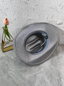 1pc Unisex Holographic Cowboy Hat For Party - Black - View 3