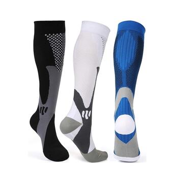 3雙女性撞色休閒壓力襪合適的適用於運動