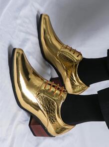 New Arrival Formal Leather Shoes, Comfortable Pu Leather Shoes, Fashionable Men's Business Party Shoes - Gold - View 1