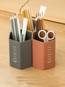 1片時尚塑膠六角形大容量創意字母筆筒 - 巧克力棕 - 查看 7