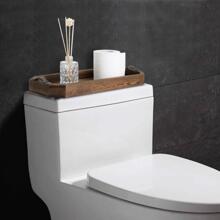 Burnt Dark Brown Wood Octagonal Bath Vanity Organizer Tray with Handles - Brown - View 5
