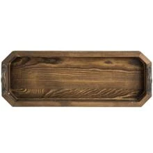 Burnt Dark Brown Wood Octagonal Bath Vanity Organizer Tray with Handles - Brown - View 6