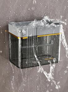 1pc Luxury Wall-Mounted Punch-Free Toilet Paper Storage Rack, Tissue Box And Roll Paper Holder For Bathroom - Grey - View 1