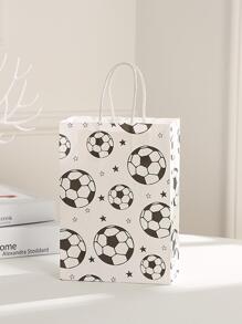 8pcs/set White Football Themed Adult & Kids' Birthday Party Gift Bags, 21x15x8cm, Made Of Kraft Paper - Multicolor - View 2