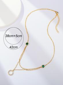1pc High-end Hollow Out Round Shape Double Layered Artificial Pendant Necklace For Women