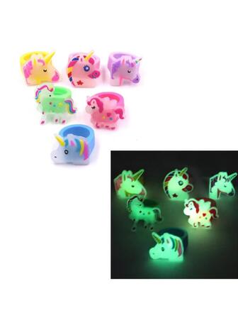 6入組發光發亮PVC獨角獸生日派對裝飾用品環