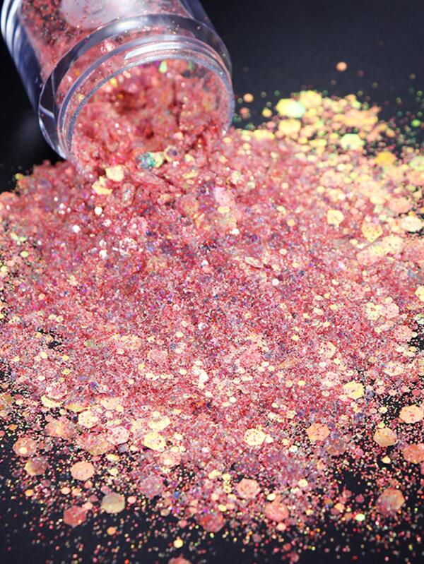Pó de Glitter Holográfico Hexagonal Espesso para Arte de Unhas, 1 Frasco 10ml Lantejoulas Brilhantes a Granel para Decoração de Unhas DIY, Charms, Gemas e Suprimentos de Unhas