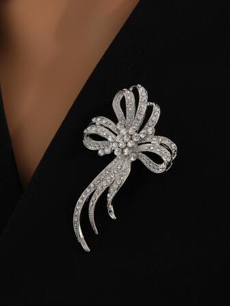 Royal Women Rhinestone Decor Glamorous Scarf Pin For Daily Life Valentine's Day Valentines Dress Accessories Pin For Clothes Bag Charm School