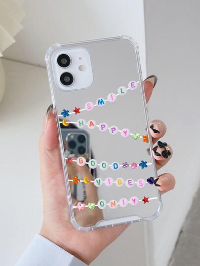 レター グラフィック ミラー付き スマホケース | SHEIN JAPAN