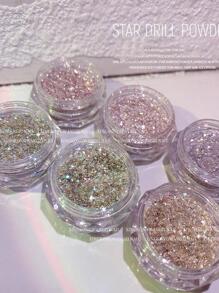 6 Boxen Glitzer-Nagelpulver, reflektierendes glänzendes Bonbon-Pulver, funkelnder Strass-Nageldekoration, Maniküre-Pulver für DIY-Nägel - Schwarz und Weiss - Übersicht 2