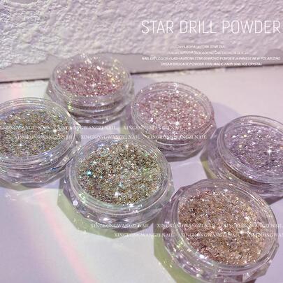 Bột nhũ lấp lánh Dreamy Glitter Nail Art Powder, 6 hộp, bột nhũ phản quang lấp lánh như kẹo, bột trang trí móng tay, bột làm móng DIY.