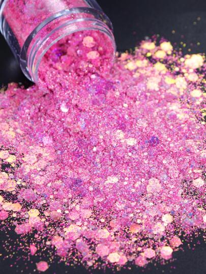 زخارف أظافر لامعة متغيرة الألوان، زجاجة واحدة 10مل تصميم هندسي بتأثير الليزر، قطع لتزيين الأظافر، مستلزمات مانيكير DIY، تميمات وأحجار لتزيين الأظافر