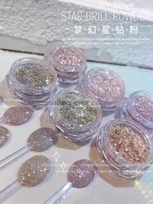 6 Boxen Glitzer-Nagelpulver, reflektierendes glänzendes Bonbon-Pulver, funkelnder Strass-Nageldekoration, Maniküre-Pulver für DIY-Nägel - Schwarz und Weiss - Übersicht 1