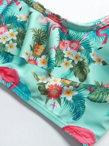 Ensemble bikini imprimé flamant rose pour jeune fille
