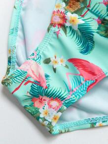 Ensemble bikini imprimé flamant rose pour jeune fille