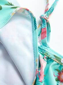 Ensemble bikini imprimé flamant rose pour jeune fille
