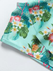 Ensemble bikini imprimé flamant rose pour jeune fille