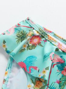 Ensemble bikini imprimé flamant rose pour jeune fille