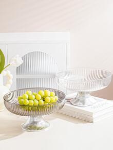 1pc Tall Fruit Stand, Snack & Candy High Pedestal Tray, Made Of PET Material, Shatter-Resistant - Clear - View 5