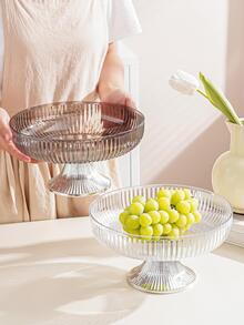 1pc Tall Fruit Stand, Snack & Candy High Pedestal Tray, Made Of PET Material, Shatter-Resistant - Clear - View 3