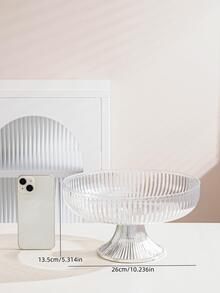 1pc Tall Fruit Stand, Snack & Candy High Pedestal Tray, Made Of PET Material, Shatter-Resistant - Clear - View 2