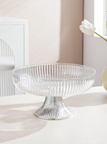 1pc Tall Fruit Stand, Snack & Candy High Pedestal Tray, Made Of PET Material, Shatter-Resistant - Clear - View 1