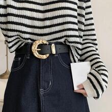 1pc Gold Fashion Versatile Decorative Belt For T-Shirt, Pants, Skirt, Casual Women Waist Belt For Everyday Wear Summer, School Fall, Autumn, Halloween - Black - View 3