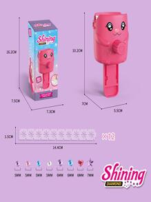 頭髮閃亮鑽石印章，帶頭髮閃光貼片頭髮Bedazzler套件，快速頭髮閃光機，頭髮閃光印章，頭髮鑽石印章工具，10種不同類型120顆頭髮閃光鑽石（印章套件含120顆寶石） - 粉色 - 查看 4