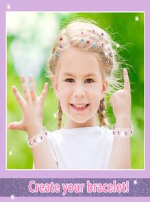 頭髮閃亮鑽石印章，帶頭髮閃光貼片頭髮Bedazzler套件，快速頭髮閃光機，頭髮閃光印章，頭髮鑽石印章工具，10種不同類型120顆頭髮閃光鑽石（印章套件含120顆寶石） - 粉色 - 查看 5