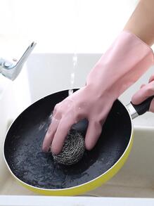 1pair/2pairs Reusable Cleaning Gloves For Dishwashing, Household Chores, Finger Protection 4-Seasons, Cleaning Protective Gloves Suitable For Kitchen, Bathroom, Household Cleaning - Pink - View 3