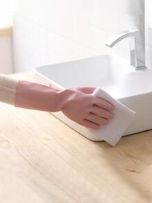 1pair/2pairs Reusable Cleaning Gloves For Dishwashing, Household Chores, Finger Protection 4-Seasons, Cleaning Protective Gloves Suitable For Kitchen, Bathroom, Household Cleaning - Pink - View 5