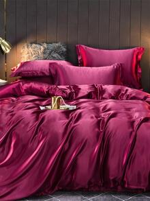1pc Washable And Colorfast Single Duvet Cover For Home Bedroom Bedding - Burgundy - View 3