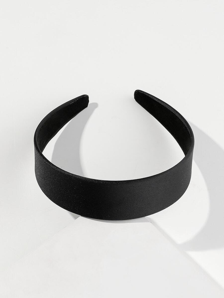 1條純色寬頭帶,適合日常室內外使用,4cm髮帶 - 黑色 - 查看 1