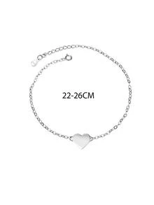 1入簡約時尚S925純銀心形設計優雅甜美風格閃亮腳鍊，適用於女性夏季裝扮和假日 - 銀色 - 查看 10