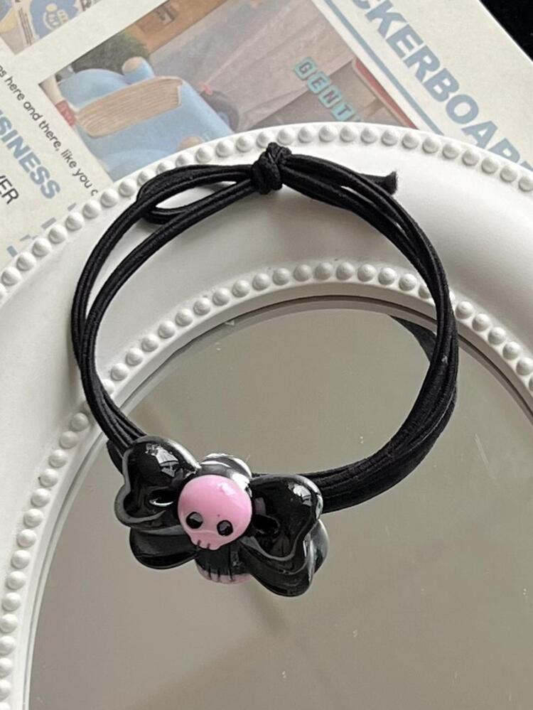 4pcs Skull & Bow Decor Hair Clip & 4pcs Hair Tie | SHEIN