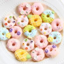 10pcs Random Resin Kawaii Donut Shaped Diy Cream Jewelry Making Accessory