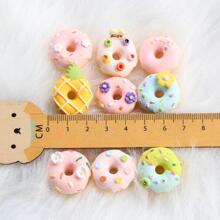 10pcs Random Resin Kawaii Donut Shaped Diy Cream Jewelry Making Accessory