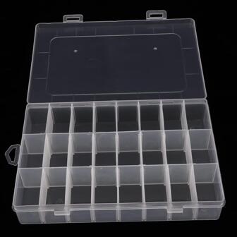 24-compartment Clear Plastic Bead And Jewelry Storage Box